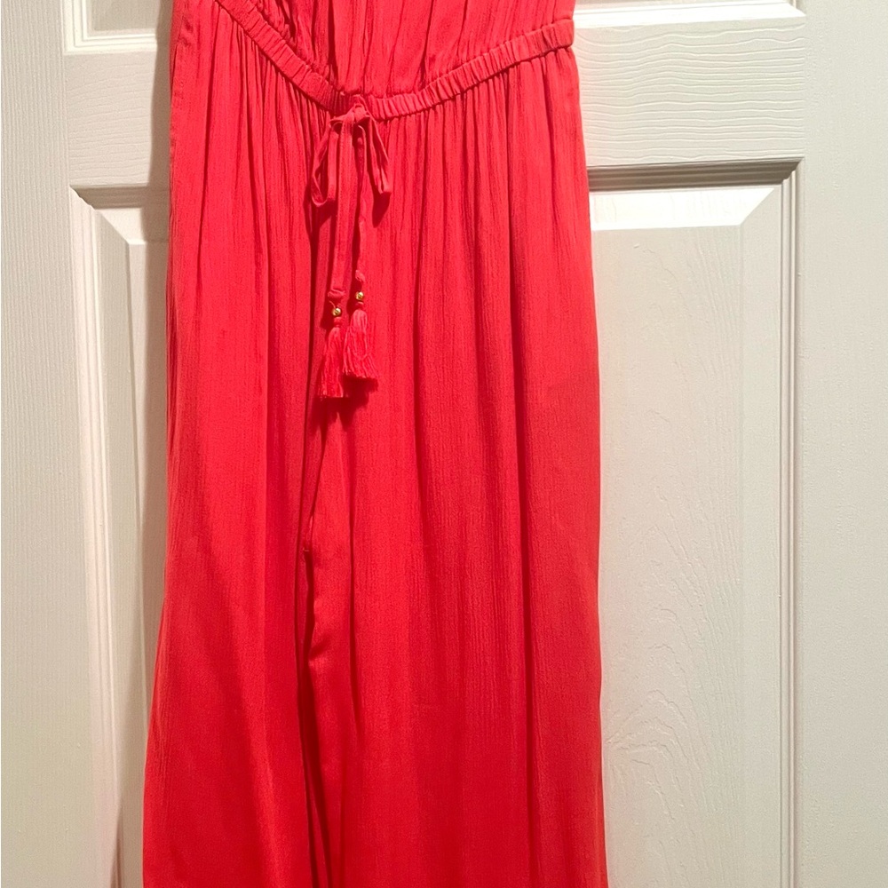 Wide leg strapless romper